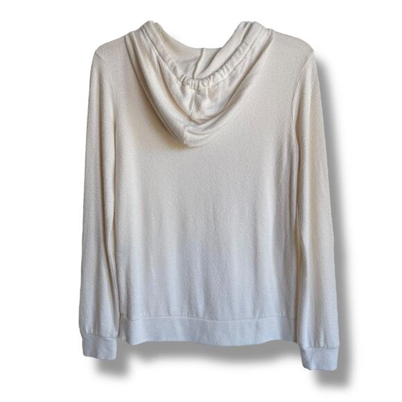 Forever 21 Womens Hoodie Cream Fuzzy Soft Kangaroo Pocket Drawstring Small‎ - Picture 5 of 10